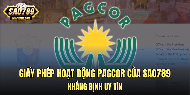 giấy phép hoạt động PAGCOR của Sao789